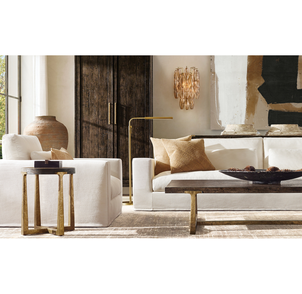 Italia Taper Arm Sofa - Metal Base Fabric for living room