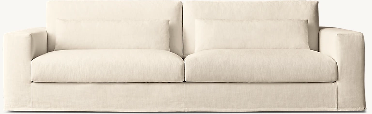 Detail view of Lugano Slipcovered Sofa showing fabric sofa design