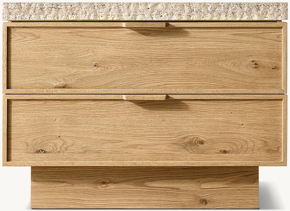 Detail view of Lumi Closed Nightstand showing oak nightstand design