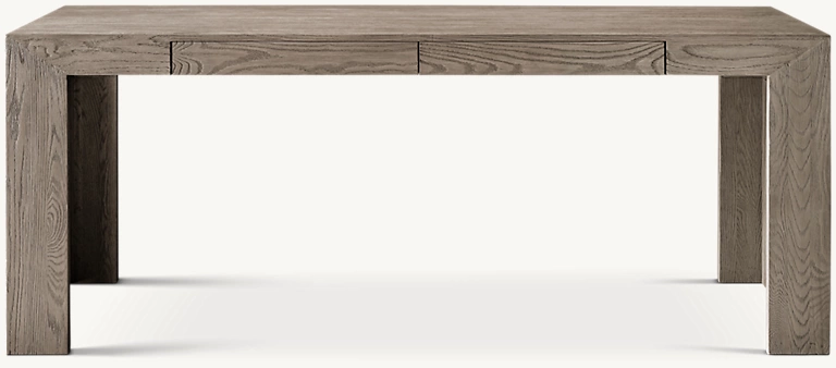 Detail view of Machinto Desk showing oak desk design