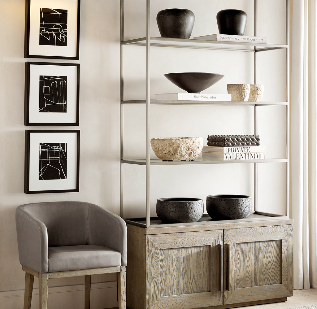 Machinto Double-Door Sideboard & Hutch Aluminum for living room