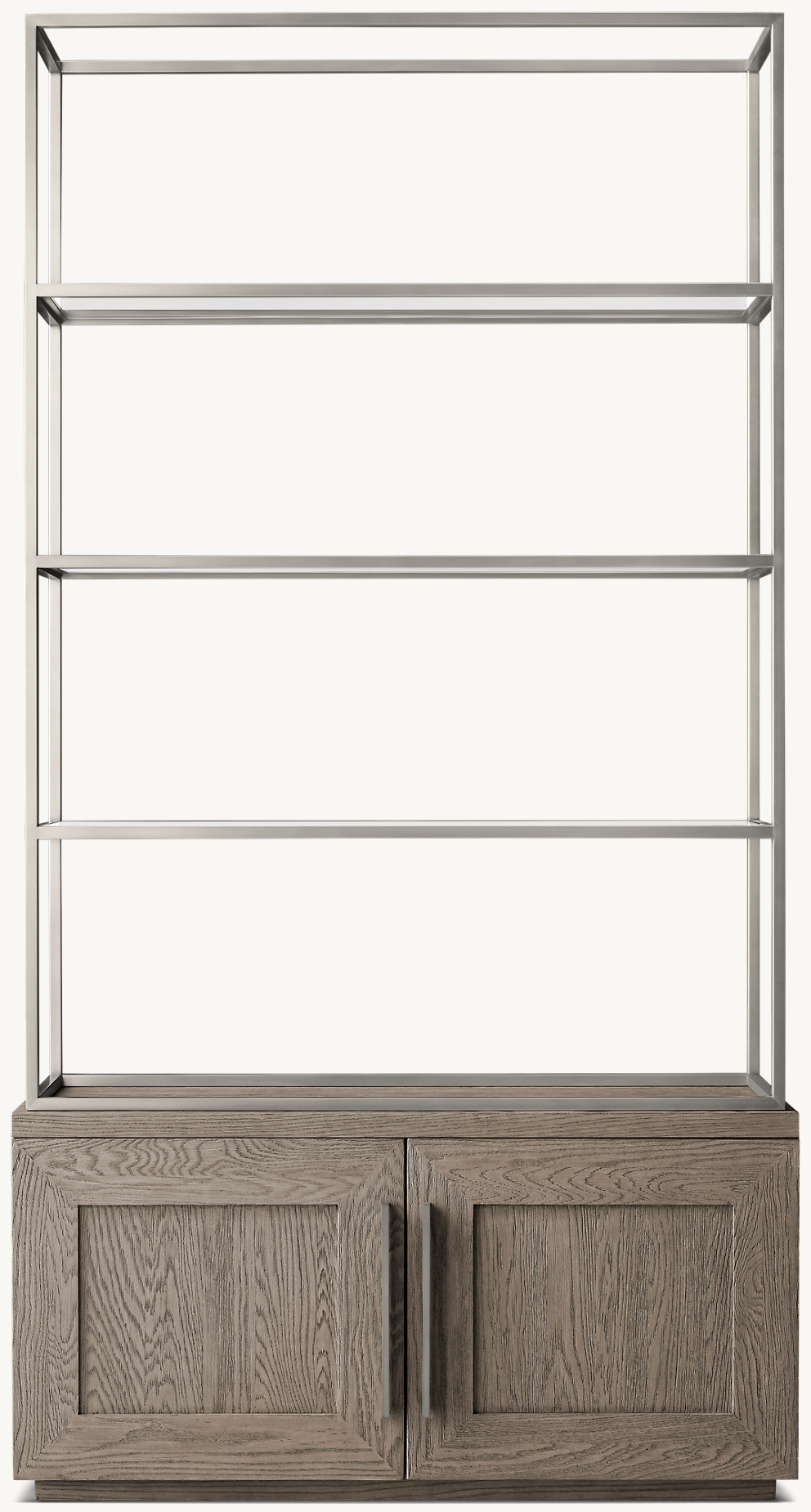 Detail view of Machinto Double-Door Sideboard & Hutch showing aluminum sideboard design