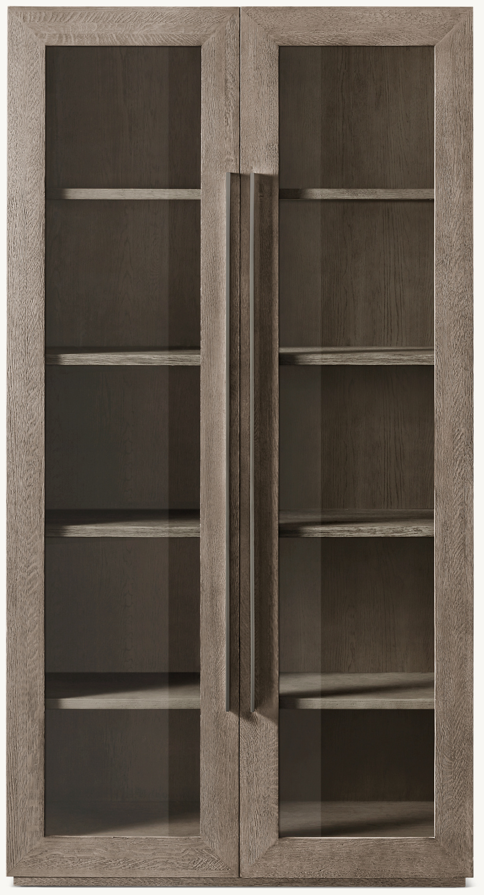 Detail view of Machinto Glass Double-Door Cabinet showing aluminum cabinet design