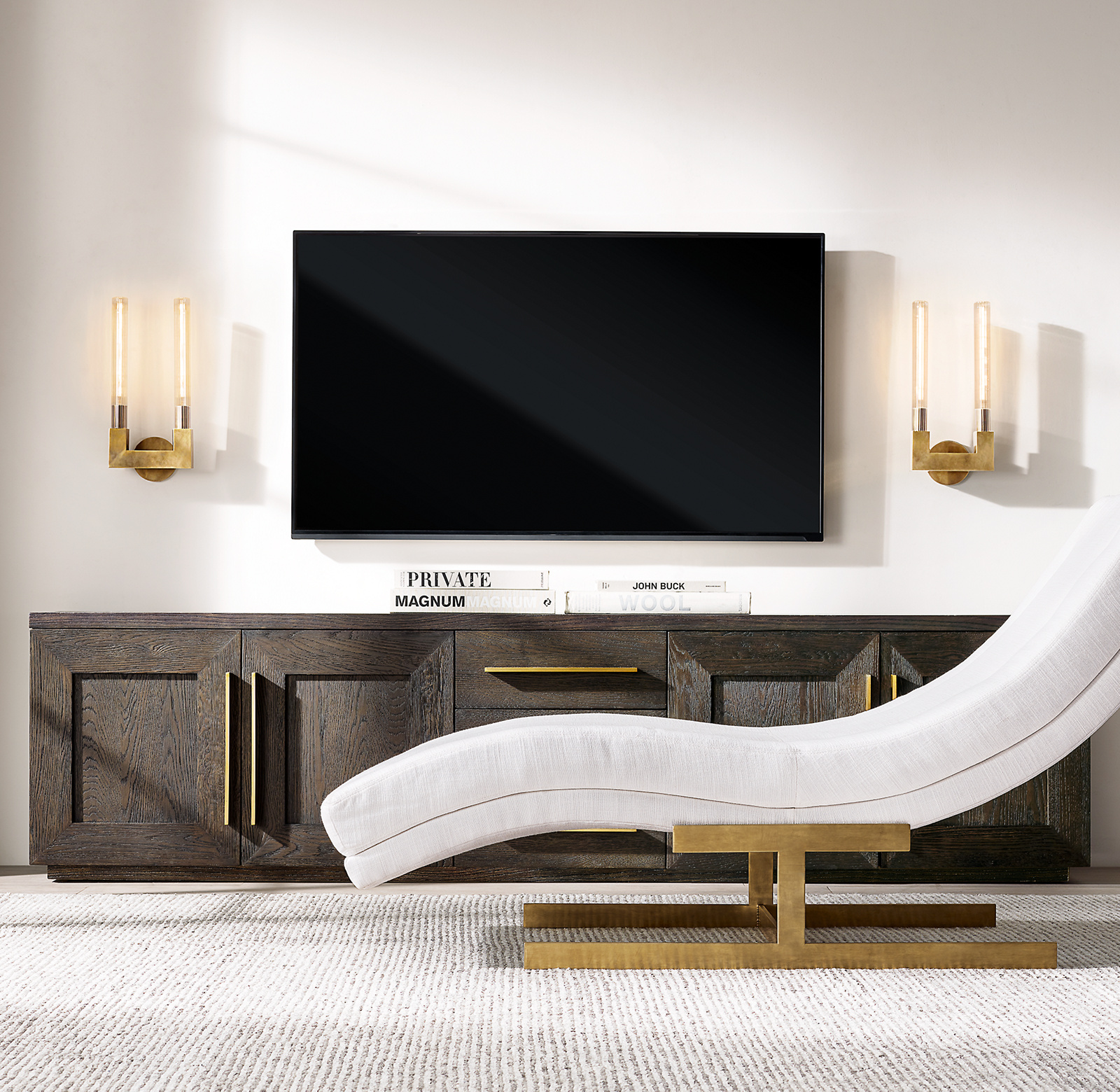 Machinto Panel 4-Door Media Console Aluminum for living room