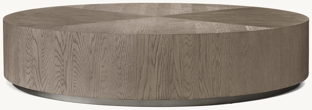 Detail view of Machinto Round Coffee Table showing oak coffee table design