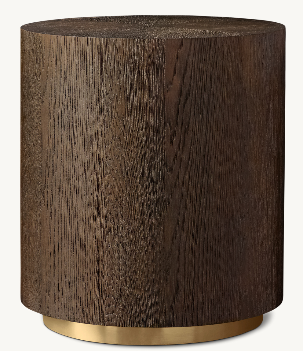 Detail view of Machinto Round Side Table showing oak side table design