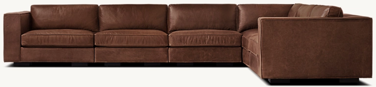 Detail view of Maddox Modular L-Sectional showing oak sectional design