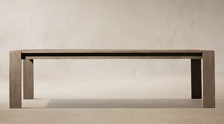Detail view of Marbella Teak Rectangular Dining Table showing teak rectangular dining table design