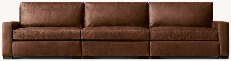 Detail view of Maxwell Modular Customizable Sectional showing oak sectional design