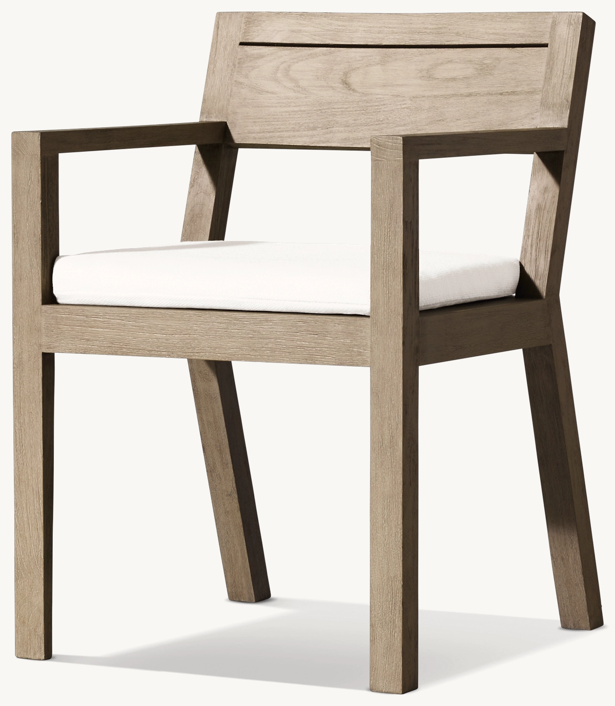 Detail view of Merida Armchair showing teak armchair design