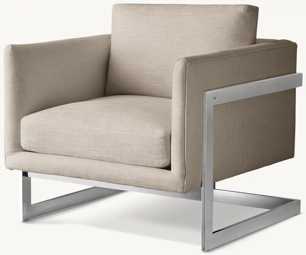 Detail view of Milo Baughman Model #3426 Chair, 1968 showing fabric furniture design