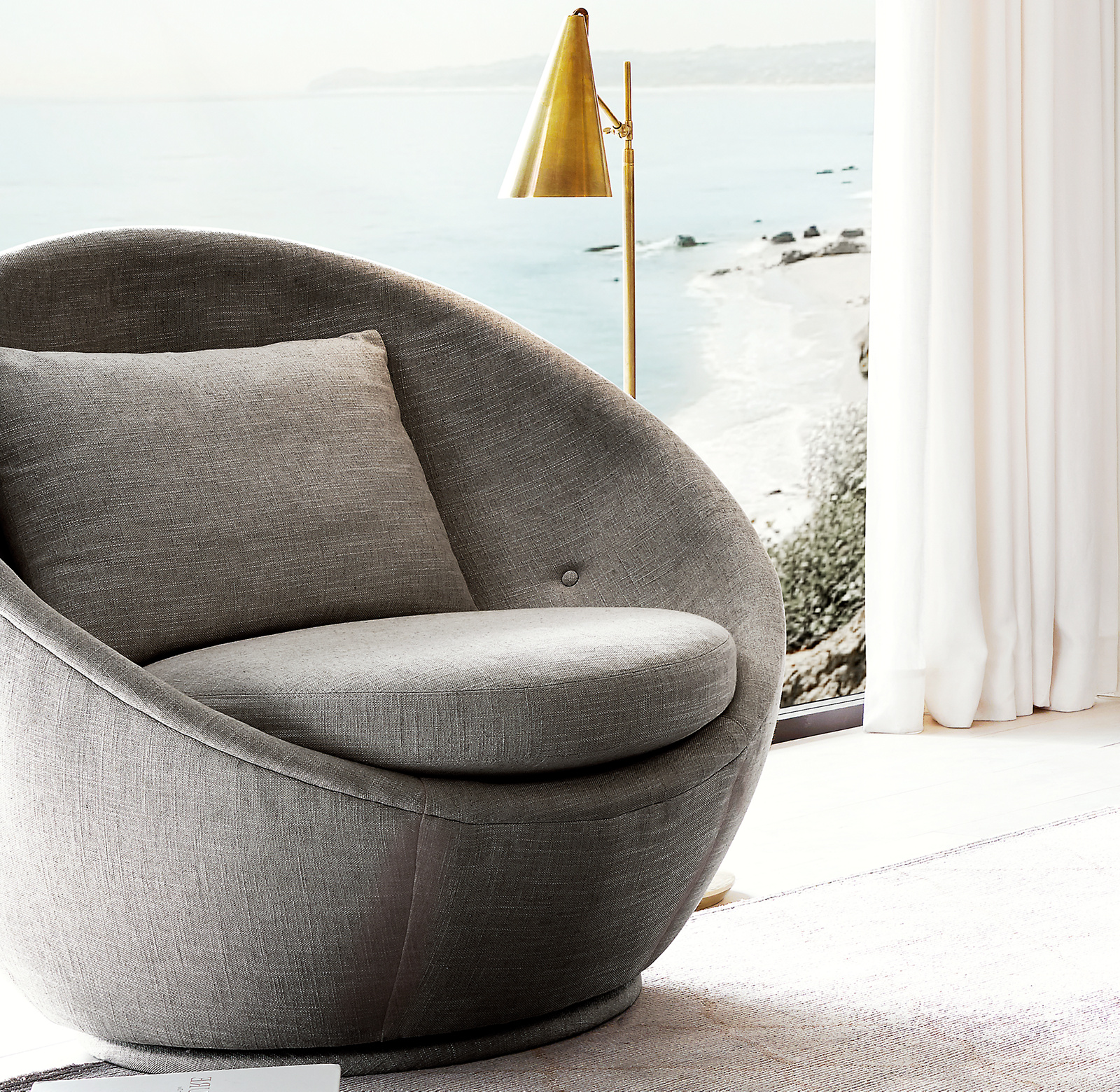 Milo Baughman Model #810 Swivel Chair, 1967 Fabric armchair for home
