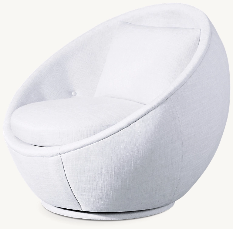 Detail view of Milo Baughman Model #810 Swivel Chair, 1967 showing fabric armchair design