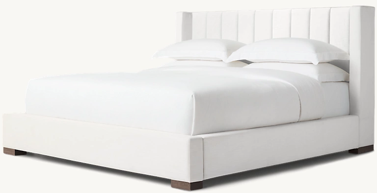 Detail view of Modena Shelter Vertical Channel Platform Bed showing oak bed design