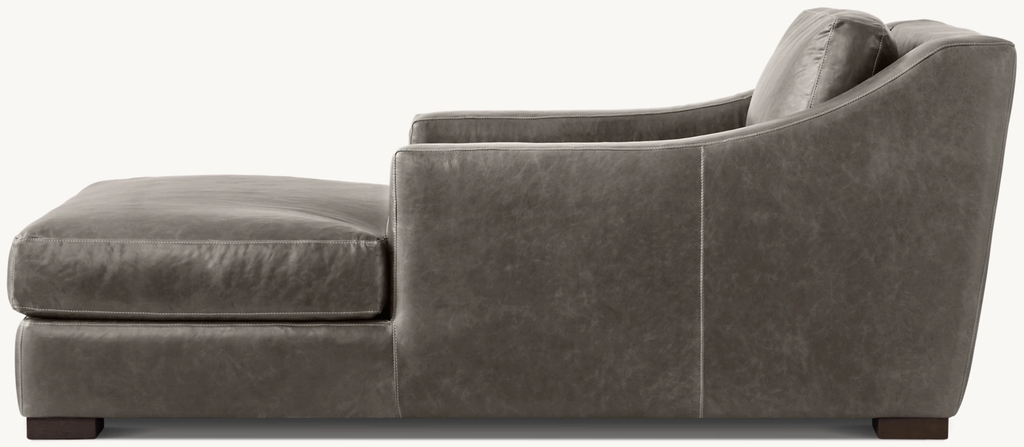 Detail view of Modena Slope Arm Chaise showing oak armchair design