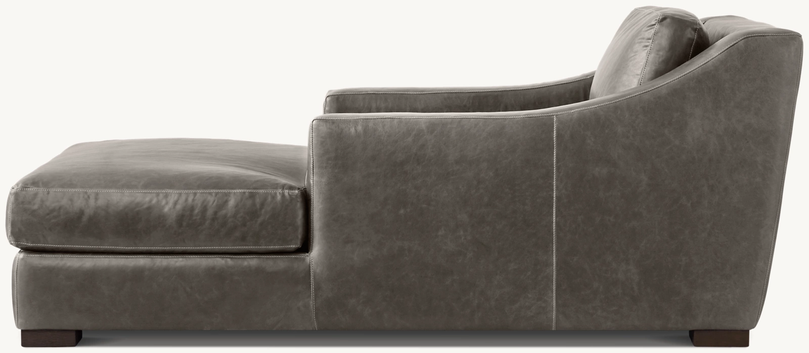 Detail view of Modena Slope Arm Chaise showing oak armchair design