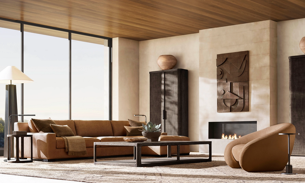 Modena Track Arm Left-Arm Sofa Chaise Sectional Oak for living room