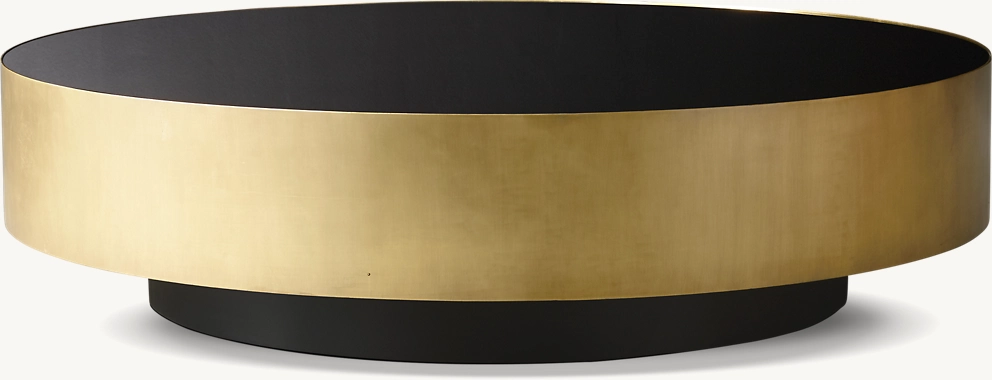 Detail view of Moore Round Coffee Table showing finish coffee table design
