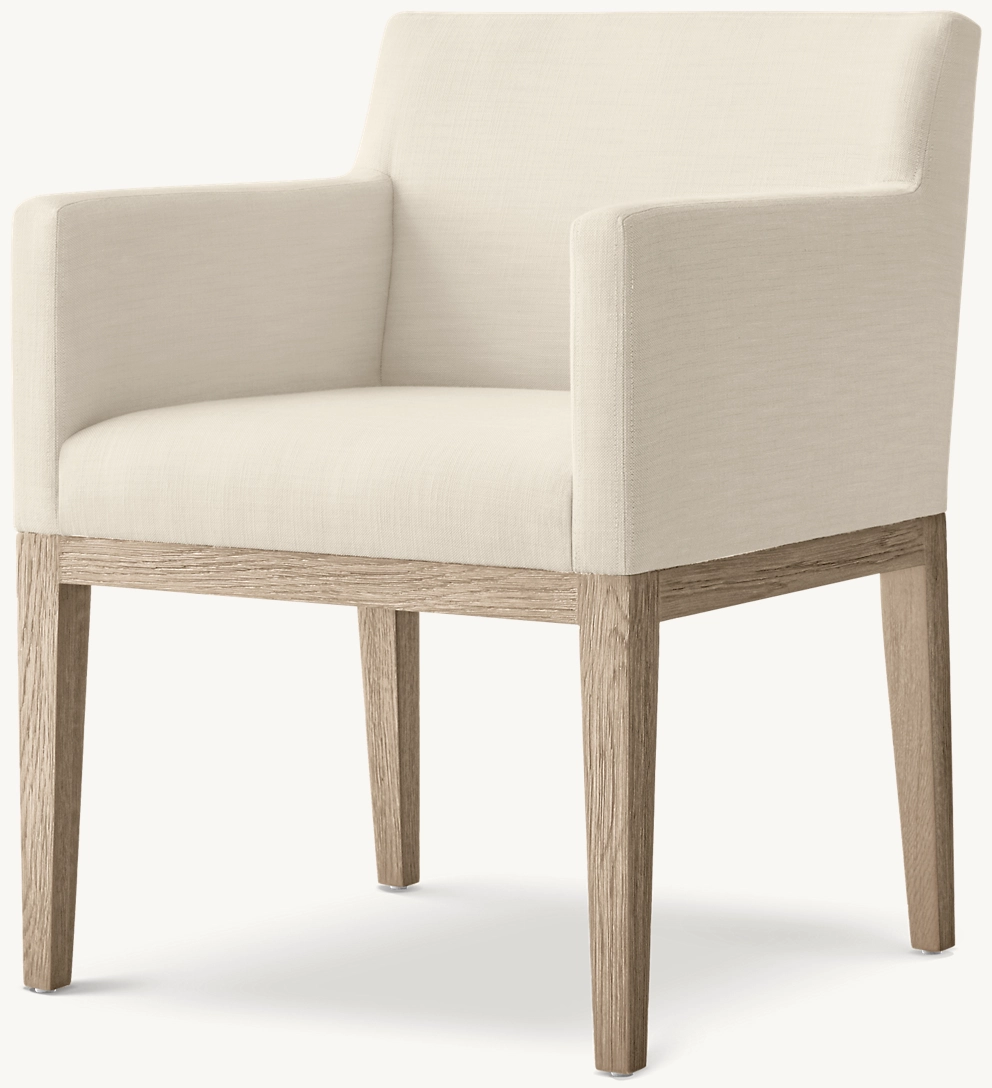 Detail view of Morgan Track Arm Armchair showing wood armchair design