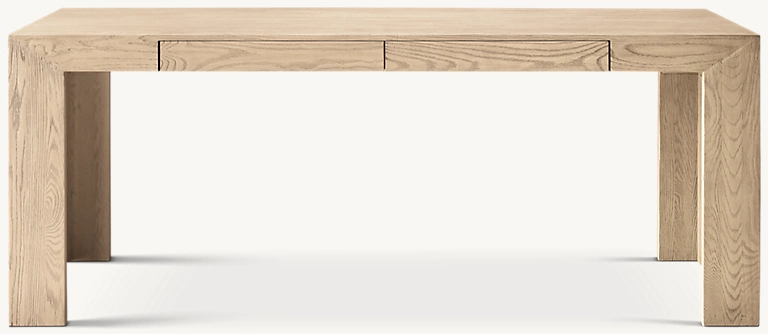 Detail view of Machinto Desk showing oak desk design