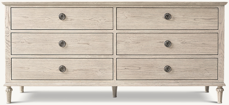 Detail view of Maison 6-Drawer Dresser showing oak dresser design