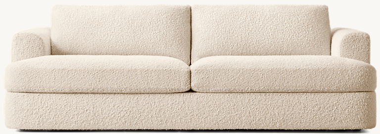 Detail view of Mara Sofa showing fabric sofa design
