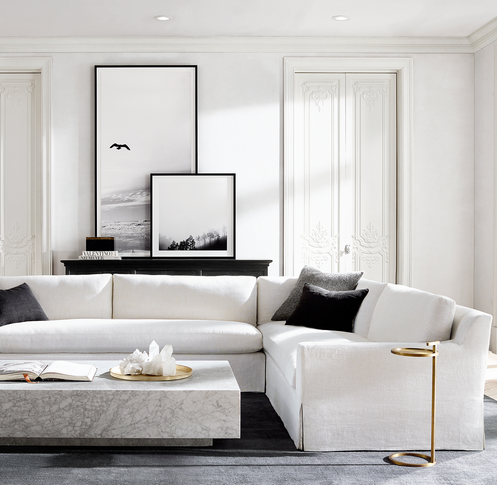 Marble Plinth Coffee Table for living room