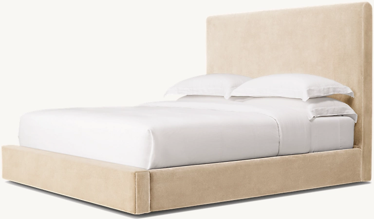 Detail view of Marmont Fabric Panel Platform Bed showing fabric bed design