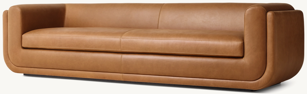Detail view of Matteo Bench-Cushion Sofa showing oak sofa design