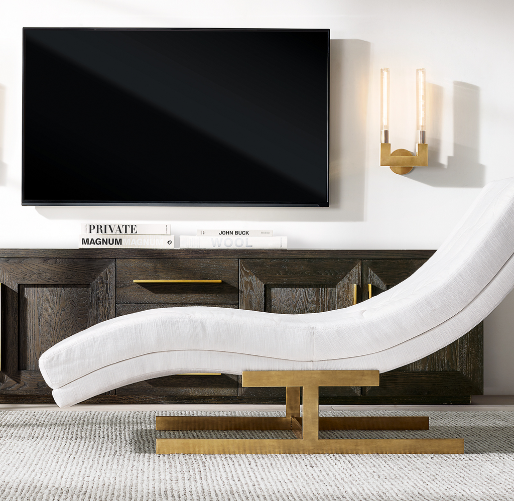 Machinto Panel 4-Door Media Console With Drawers Aluminum for living room