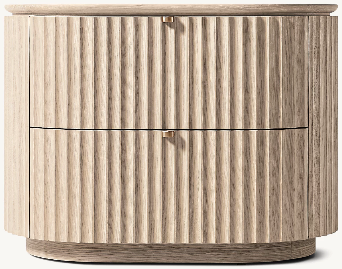 Detail view of Milos Closed Nightstand showing oak nightstand design