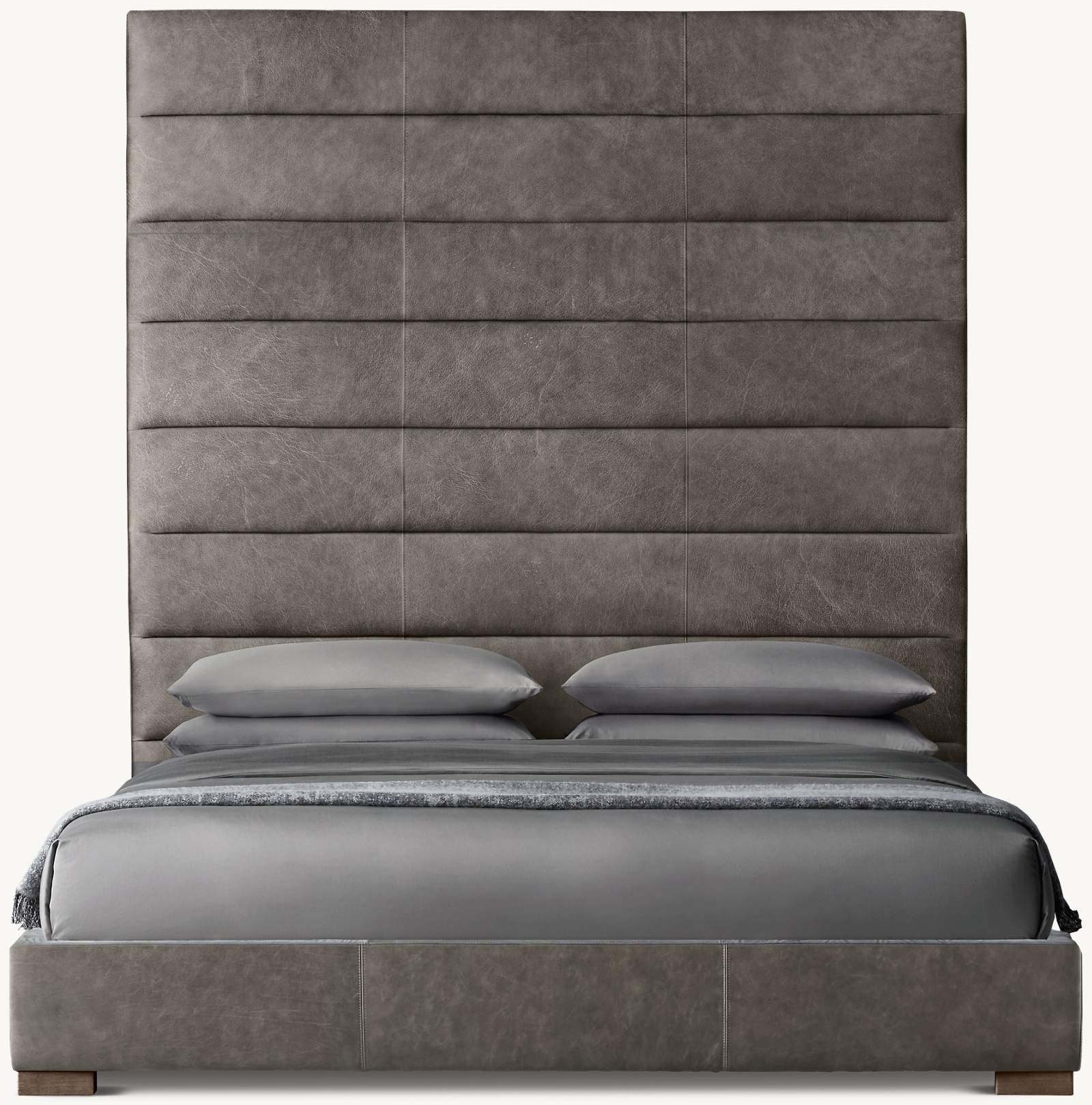 Modena Leather Horizontal Channel Panel Platform Bed Oak for bedroom