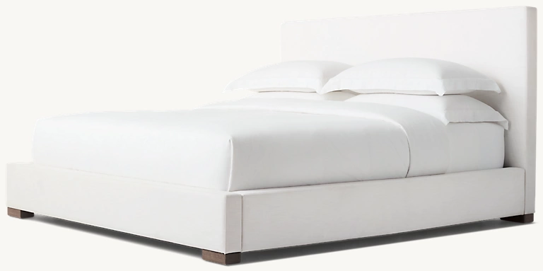 Detail view of Modena Leather Panel Platform Bed showing oak bed design