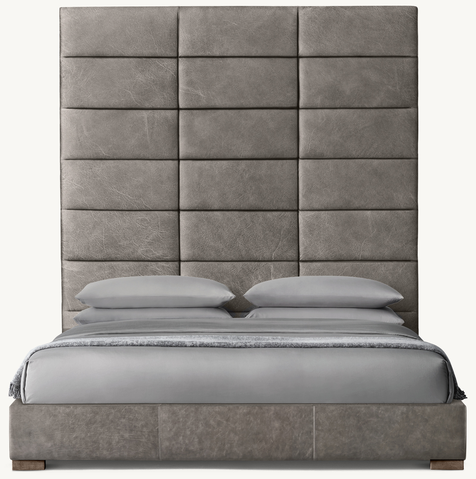 Modena Leather Rectangular Channel Panel Platform Bed Oak for bedroom