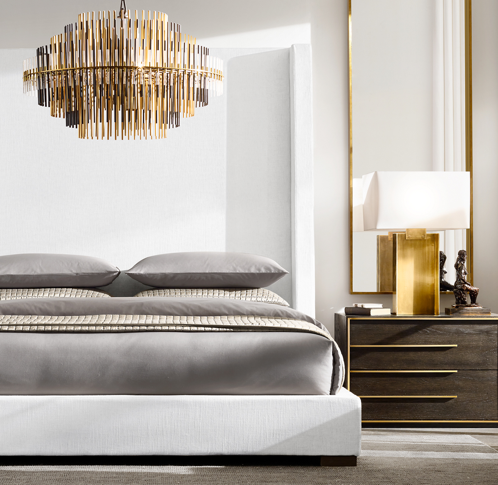 Modena Leather Shelter Platform Bed Oak for bedroom