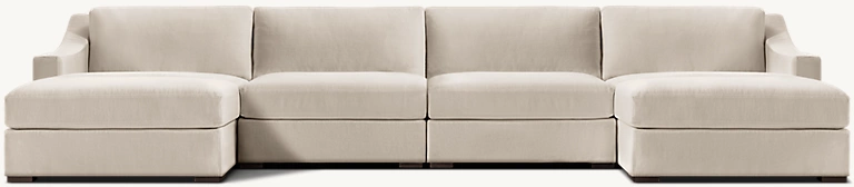 Detail view of Modena Modular Slope Arm Customizable Sectional showing oak sectional design