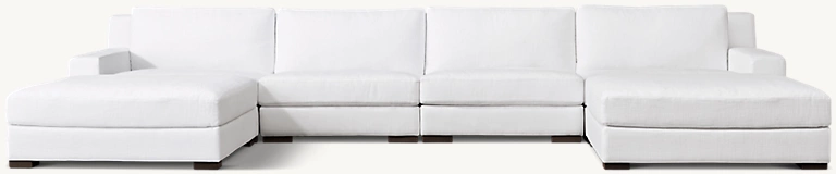 Detail view of Modena Modular Track Arm Customizable Sectional showing oak sectional design