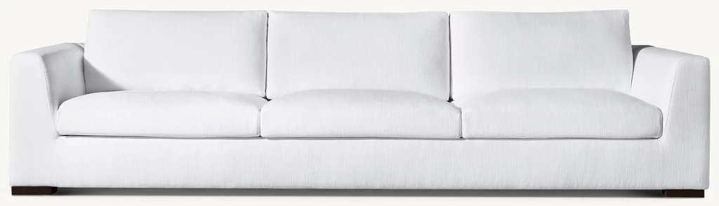 Detail view of Modena Taper Arm 3-Cushion Sofa showing oak sofa design