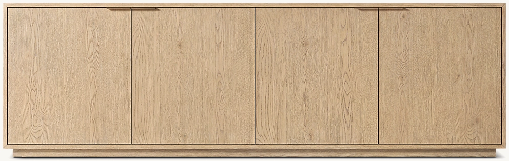 Detail view of Montecito 4-Door Media Console showing aluminum media console design