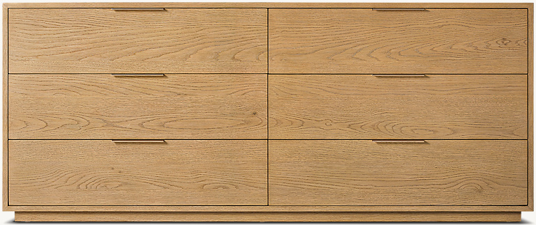 Detail view of Montecito 6-Drawer Dresser showing aluminum dresser design