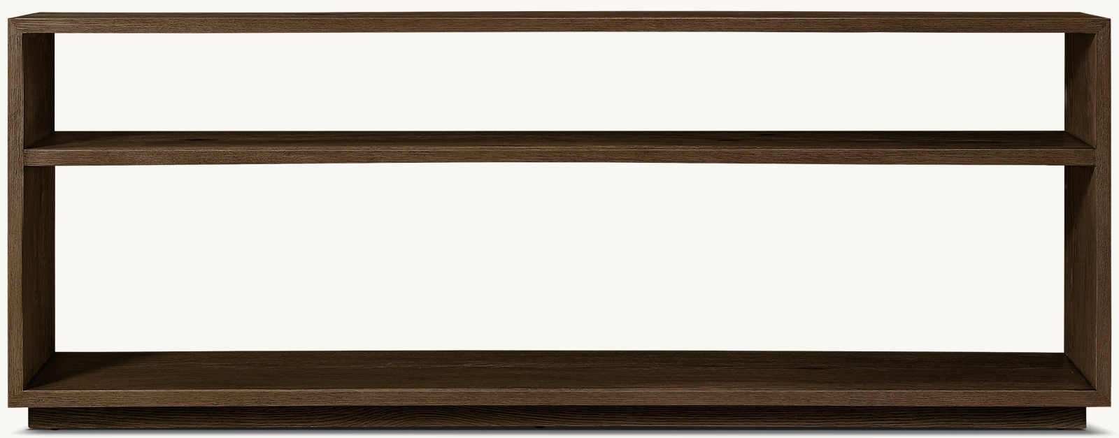 Detail view of Montecito Low Console Table showing oak console design