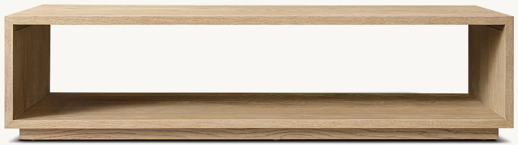 Detail view of Montecito Open Coffee Table showing oak coffee table design