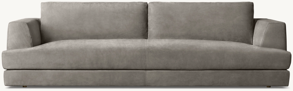 Detail view of Monza Bench-Cushion Sofa showing fabric sofa design
