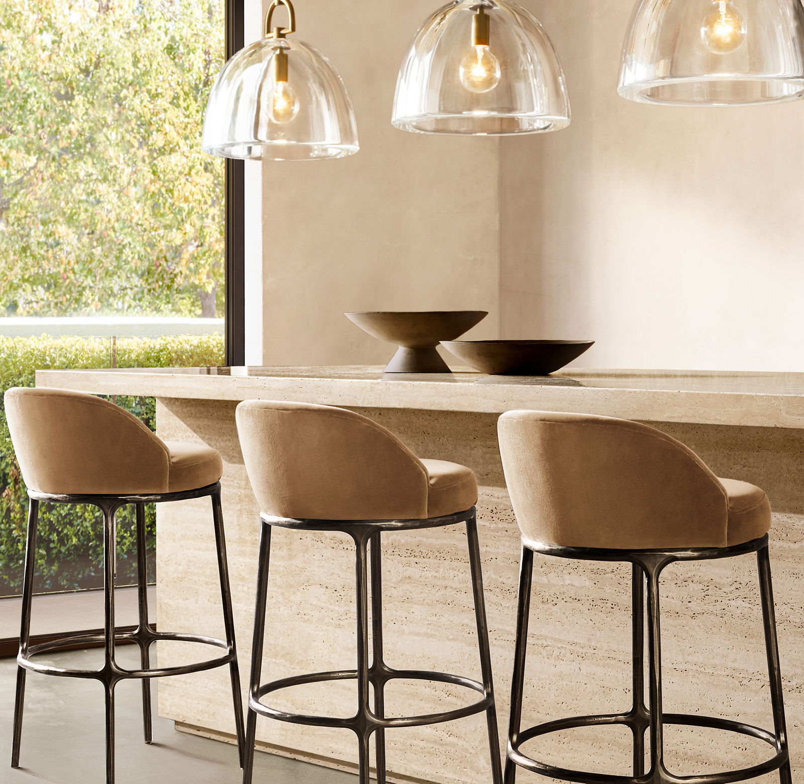 Morgan Track Arm Leather Bar & Counter Stool Oak bar stool for home