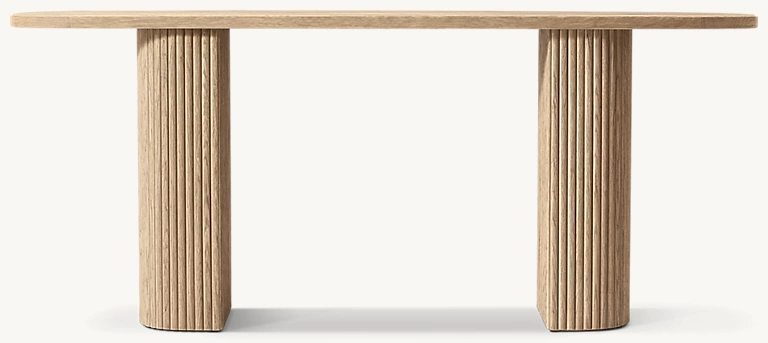 Detail view of Mulholland Console Table showing oak console design