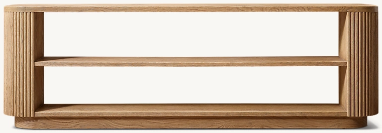 Detail view of Mulholland Low Console Table showing oak console design
