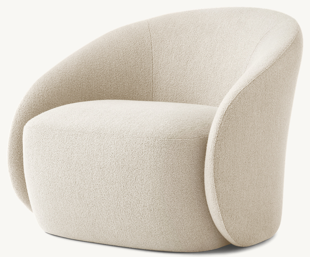 Detail view of Napoli Chair showing fabric armchair design