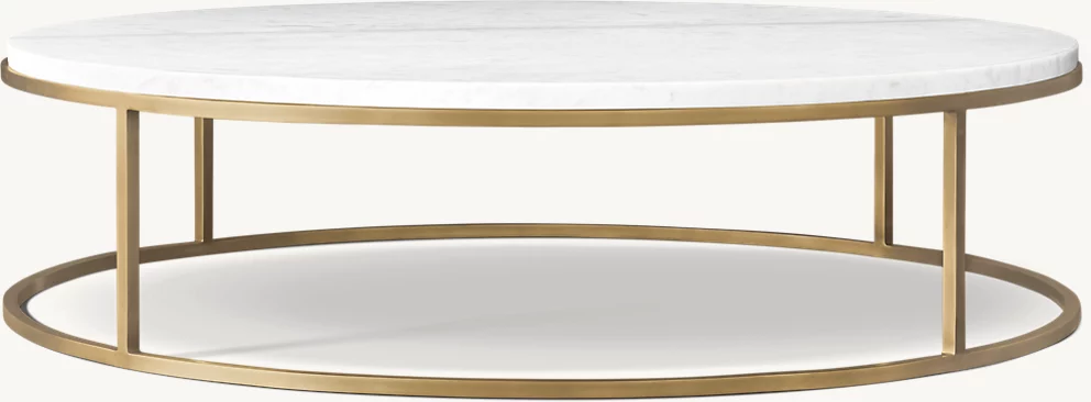 Detail view of Nicholas Marble Round Coffee Table showing marble coffee table design