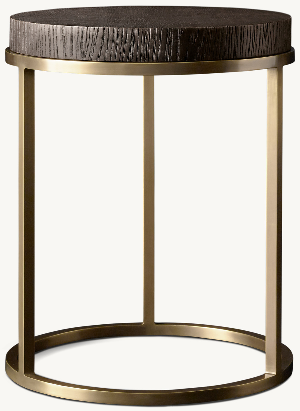 Detail view of Nicholas Oak Round Side Table showing oak side table design