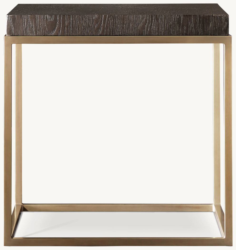 Detail view of Nicholas Oak Square Side Table showing oak side table design